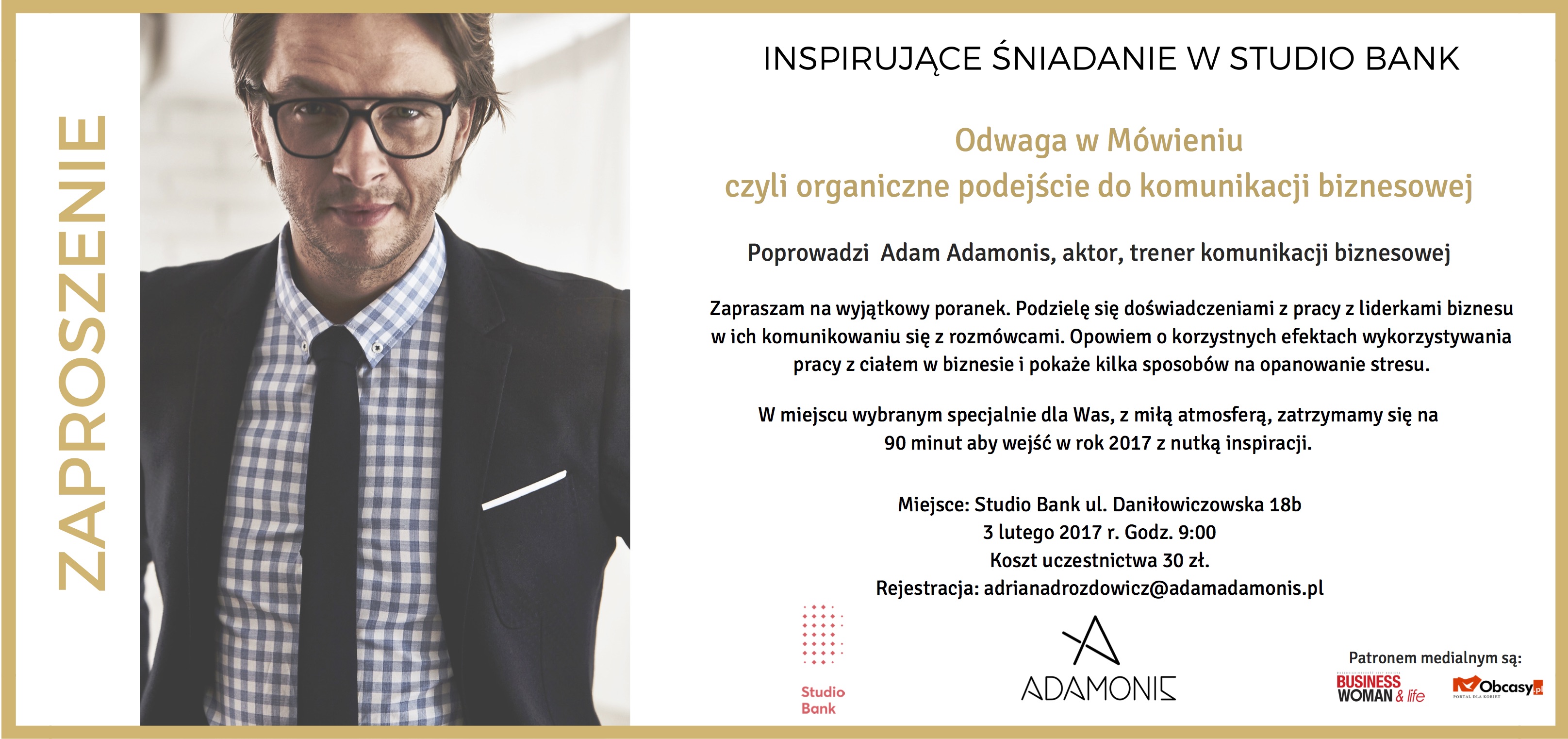 Zaproszenie na inspirujące śniadanie Adama Adamonisa w Studio Bank