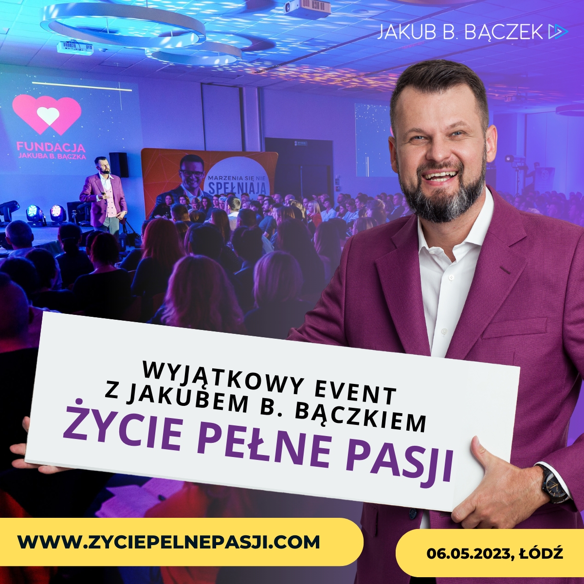 Zaproszenie na event motywacyjny Jakuba B. Bączka 